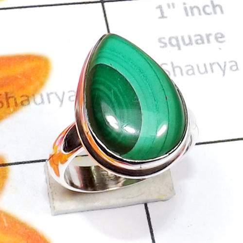 Malachite A - PSR915-Superior 925 Silver Malachite Cab Fancy Ring