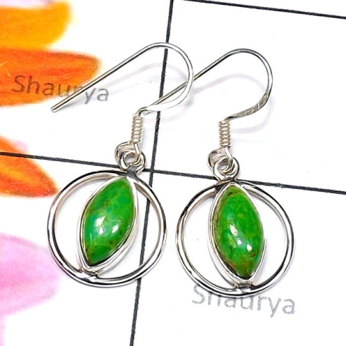 Green Turquoise A - SDE836-Cab Gemstone Made in 925 Silver Lightweight Designer Earr Green Turquoise A - SDE836-Cab Gemstone Made in 925 Silver Lightweight Designer Earr