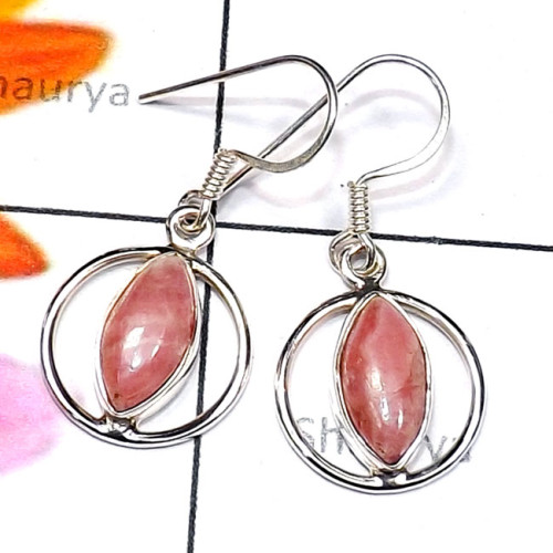 Rodochrosite B - SDE836-Cab Gemstone Made in 925 Silver Lightweight Designer Earr Rodochrosite B - SDE836-Cab Gemstone Made in 925 Silver Lightweight Designer Earr