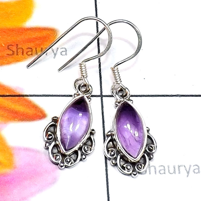 Amethyst Cab O - SDE830-925 Silver Cab Gemstone Handmade Lightweight Fancy Earrin Amethyst Cab O - SDE830-925 Silver Cab Gemstone Handmade Lightweight Fancy Earrin