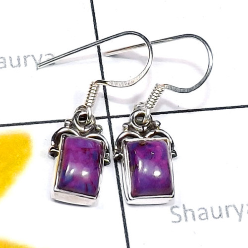 Purple Turquoise E - SDE827-Genuine Cab Gemstone 925 Silver Manufacturer Trendy Whole