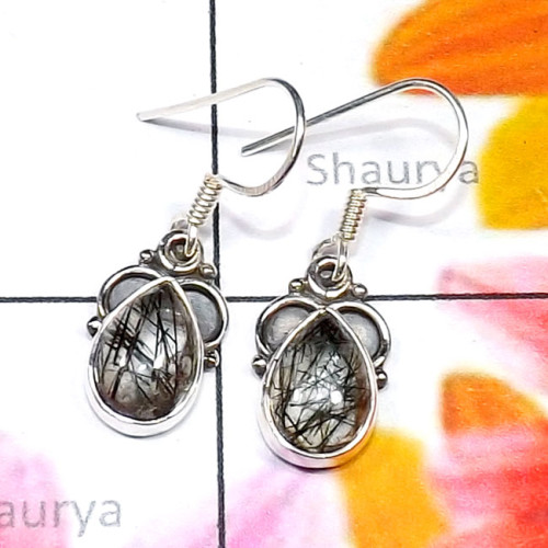 Black Rutile F - SDE827-Genuine Cab Gemstone 925 Silver Manufacturer Trendy Whole