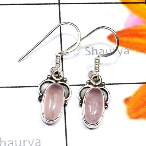 Rose Quartz G - SDE827-Genuine Cab Gemstone 925 Silver Manufacturer Trendy Whole