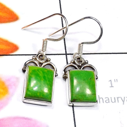 Green Turquoise O - SDE827-Genuine Cab Gemstone 925 Silver Manufacturer Trendy Whole