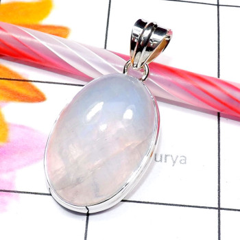 Rainbow Moonstone A - RNB995-Sterling 925 Silver Cab Rainbow Moonstone Gemstone Handma