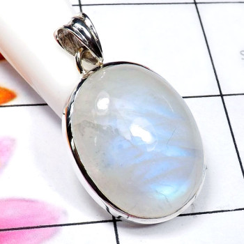 Rainbow Moonstone F - RNB995-Sterling 925 Silver Cab Rainbow Moonstone Gemstone Handma
