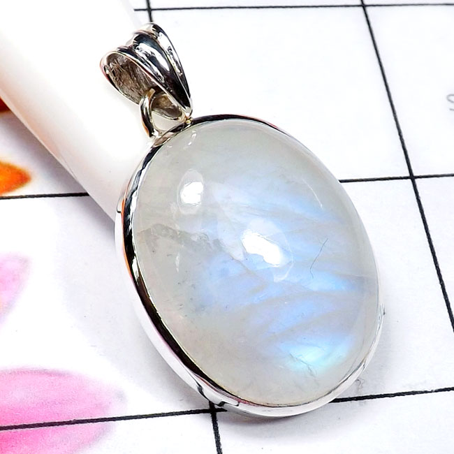 Rainbow Moonstone F - RNB995-Sterling 925 Silver Cab Rainbow Moonstone Gemstone Handma Rainbow Moonstone F - RNB995-Sterling 925 Silver Cab Rainbow Moonstone Gemstone Handma