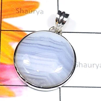 Blue Lace Agate B - BLC993-Stunning Wholesale Pendant with 925 Sterling Silver n Blu