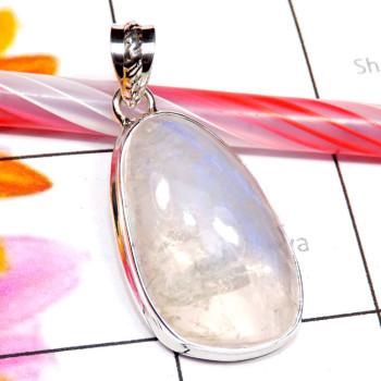 Rainbow Moonstone A - RNB993-Fancy Shape Cab Rainbow Moonstone 925 Sterling Silver Pla