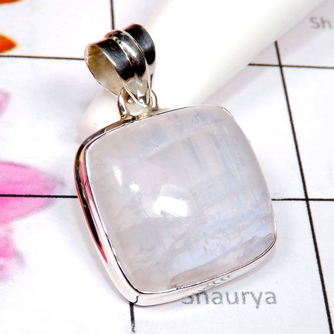 Rainbow Moonstone B - RNB993-Fancy Shape Cab Rainbow Moonstone 925 Sterling Silver Pla