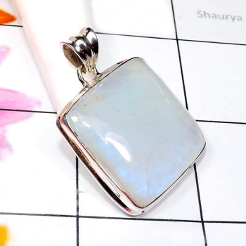 Rainbow Moonstone D - RNB993-Fancy Shape Cab Rainbow Moonstone 925 Sterling Silver Pla