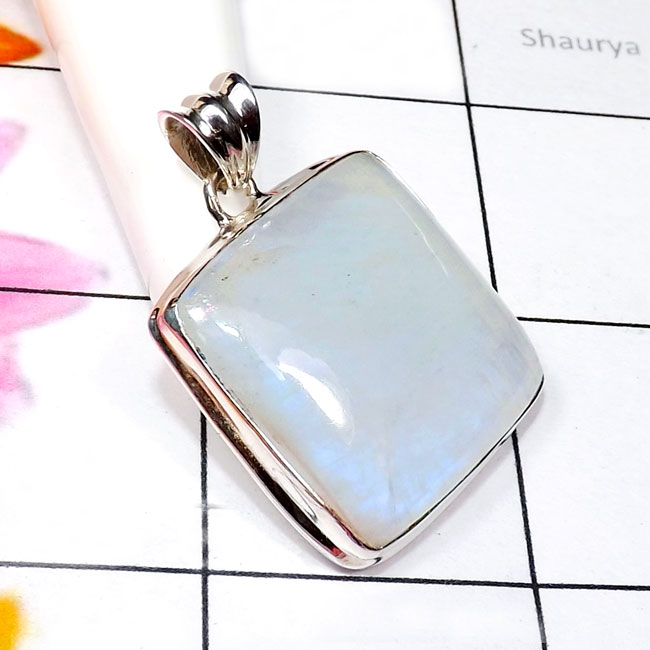 Rainbow Moonstone D - RNB993-Fancy Shape Cab Rainbow Moonstone 925 Sterling Silver Pla Rainbow Moonstone D - RNB993-Fancy Shape Cab Rainbow Moonstone 925 Sterling Silver Pla