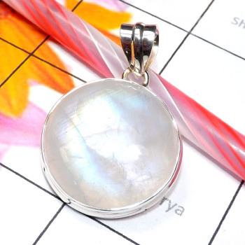 Rainbow Moonstone O - RNB993-Fancy Shape Cab Rainbow Moonstone 925 Sterling Silver Pla