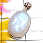 Rainbow Moonstone C - RNB992-925 Plain Silver Rainbow Moonstone Cab Stunning Pendant