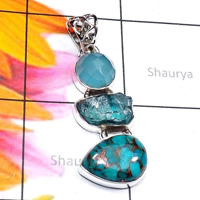 Blue copper Turquoise O - ISP857-Semiprecious Cut n Cab Gemstone 925 Silver Handmade Stunn Blue copper Turquoise O - ISP857-Semiprecious Cut n Cab Gemstone 925 Silver Handmade Stunn