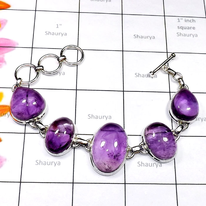 Amethyst Cab D - CAD994-Amethyst Cab 925 Sterling Silver Handmade Fabulous Bracel Amethyst Cab D - CAD994-Amethyst Cab 925 Sterling Silver Handmade Fabulous Bracel