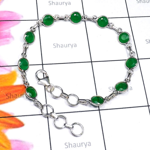 Emerald Corundum G - SBB924-Semiprecious Cut Gemstone 925 Silver Handmade Bejal Brace Emerald Corundum G - SBB924-Semiprecious Cut Gemstone 925 Silver Handmade Bejal Brace