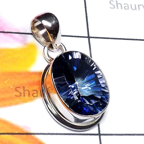 Blue Mystic B - ISP856-Cut Blue Mystic Made in 925 Silver Plain Setting Trendy P Blue Mystic B - ISP856-Cut Blue Mystic Made in 925 Silver Plain Setting Trendy P