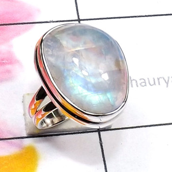 Rainbow Moonstone C - RNB989-Rainbow Moonstone Made in 925 Silver Handmade Wholesale R