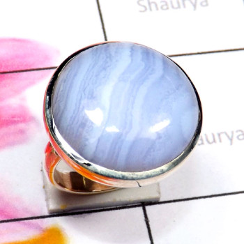Blue Lace Agate H - BLC992-925 Sterling Silver with Blue Lace Agate Handmade Fantast