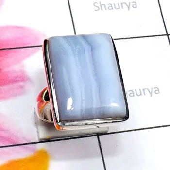 Blue lace Agate D - BLC991-Exclusive 925 Silver Beautiful Blue Lace Agate Fancy Ring