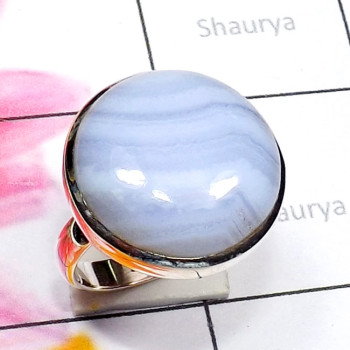Blue Lace Agate F - BLC991-Exclusive 925 Silver Beautiful Blue Lace Agate Fancy Ring
