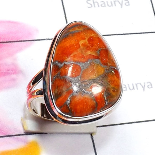 Red Copper Turquoise B - PSR912-Red Copper Turquoise 925 Sterling Silver Handmade Plain R Red Copper Turquoise B - PSR912-Red Copper Turquoise 925 Sterling Silver Handmade Plain R
