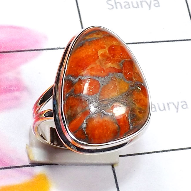 Red Copper Turquoise B - PSR912-Red Copper Turquoise 925 Sterling Silver Handmade Plain R Red Copper Turquoise B - PSR912-Red Copper Turquoise 925 Sterling Silver Handmade Plain R