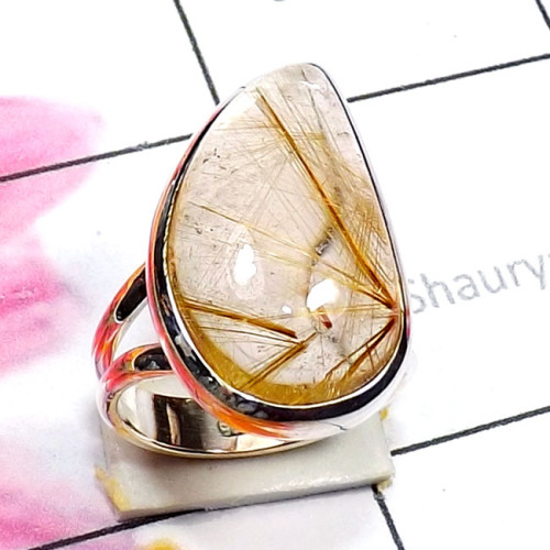 Golden Rutile C - GRT987-Cab Golden Rutile 925 Silver Manufacturer Wholesale Fancy