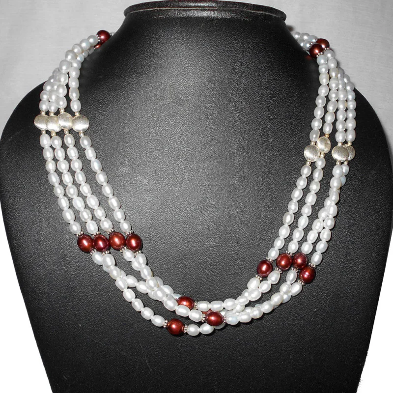 Pearl cab O - BDN993-925 sterling silver with pearl Beads Necklaces wholesale Pearl cab O - BDN993-925 sterling silver with pearl Beads Necklaces wholesale