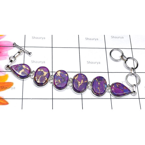 Purple Copper Turquoise O - SPB962-Purple Copper Turquoise 925 Sterling Silver Handmade Fabu