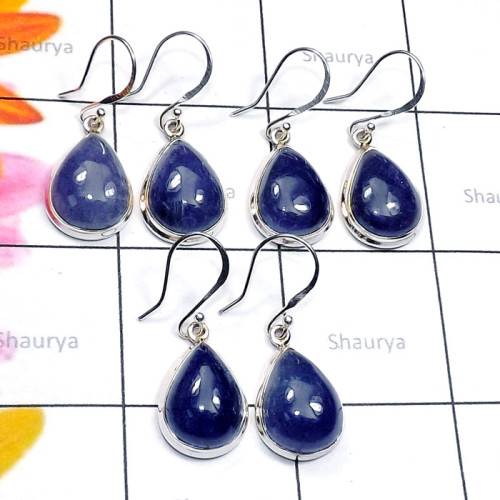 3 Pair Iolite Cab B - SVP909-Sterling 925 Silver with Iolite Cab 3 Pair Trendy Earring 3 Pair Iolite Cab B - SVP909-Sterling 925 Silver with Iolite Cab 3 Pair Trendy Earring