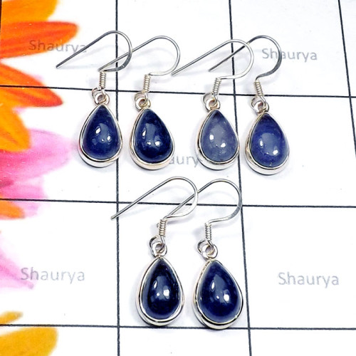 3 Pair Iolite Cab G - SVP909-Sterling 925 Silver with Iolite Cab 3 Pair Trendy Earring 3 Pair Iolite Cab G - SVP909-Sterling 925 Silver with Iolite Cab 3 Pair Trendy Earring