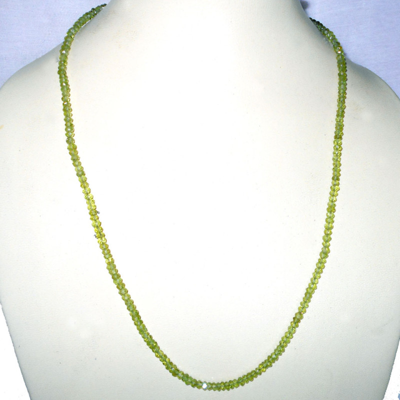 Peridot cut A - BDN976- Genuine gemstone with 925 sterling silver Beads Necklace Peridot cut A - BDN976- Genuine gemstone with 925 sterling silver Beads Necklace