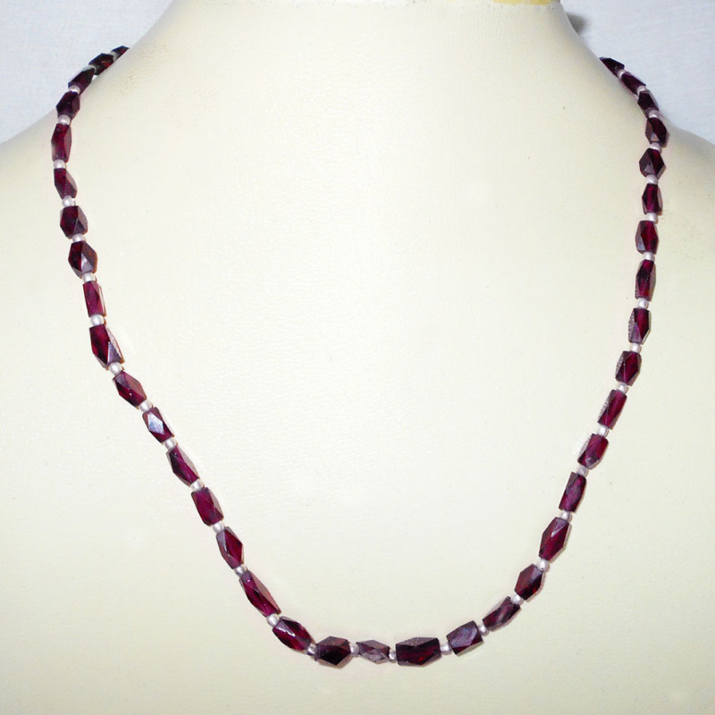 Garnet cut F - BDN976- Genuine gemstone with 925 sterling silver Beads Necklace Garnet cut F - BDN976- Genuine gemstone with 925 sterling silver Beads Necklace