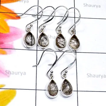 3 Pair Black Rutile A - SVP904-Superior 925 Silver with Black Rutile 3 Pair Trendy Earri 3 Pair Black Rutile A - SVP904-Superior 925 Silver with Black Rutile 3 Pair Trendy Earri