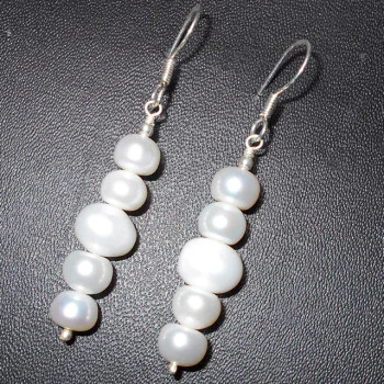 White pearl D - BDJ997- Beautiful white pearl gemstone Earrings wholesale