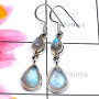 Rainbow Moonstone B - SPE963-Semiprecious Cab Rainbow Moonstone 925 Silver Manufacture