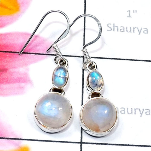 Rainbow Moonstone E - SPE963-Semiprecious Cab Rainbow Moonstone 925 Silver Manufacture