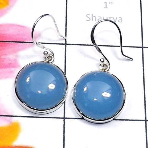 Blue Chalcedony A - SPE948-Semiprecious Cab Gemstone 925 Silver Manufacturer Handmad Blue Chalcedony A - SPE948-Semiprecious Cab Gemstone 925 Silver Manufacturer Handmad
