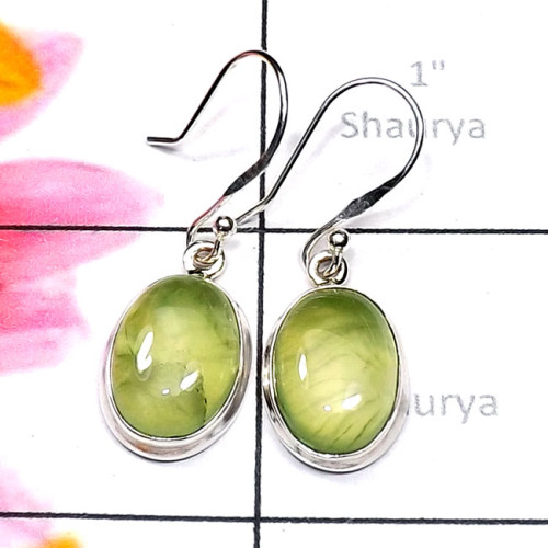 Prynite B - SPE946-Sterling 925 Silver Cab Gemstone Handmade Plain Earring