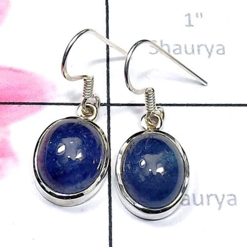 Tanzanite D - SPE946-Sterling 925 Silver Cab Gemstone Handmade Plain Earring