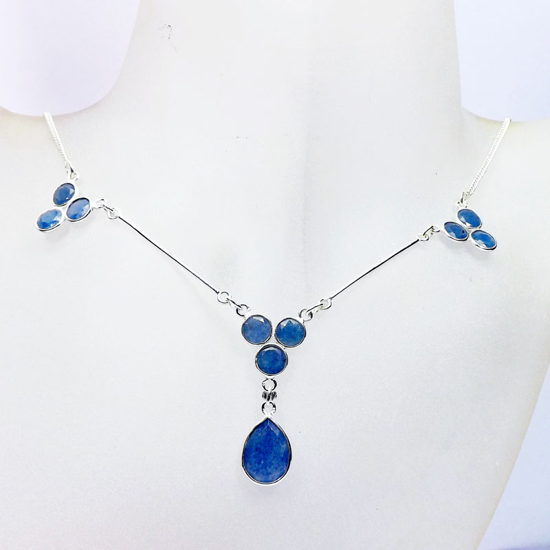 18 inch Blue Sapphire Corundum I - BZN995-Semiprecious Cut n Cab Gemstone 925 Sterling Silver 23 in 18 inch Blue Sapphire Corundum I - BZN995-Semiprecious Cut n Cab Gemstone 925 Sterling Silver 23 in
