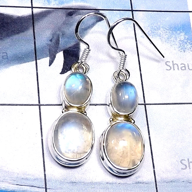 Rainbow Moonstone A - SPE941-Cab Rainbow Two Stone 925 Silver Manufacturer Trendy Earr Rainbow Moonstone A - SPE941-Cab Rainbow Two Stone 925 Silver Manufacturer Trendy Earr