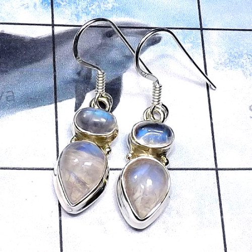 Rainbow Moonstone B - SPE941-Cab Rainbow Two Stone 925 Silver Manufacturer Trendy Earr Rainbow Moonstone B - SPE941-Cab Rainbow Two Stone 925 Silver Manufacturer Trendy Earr