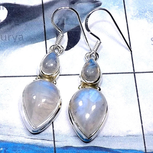 Rainbow Moonstone O - SPE941-Cab Rainbow Two Stone 925 Silver Manufacturer Trendy Earr Rainbow Moonstone O - SPE941-Cab Rainbow Two Stone 925 Silver Manufacturer Trendy Earr
