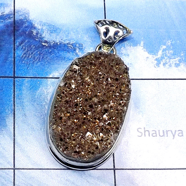 Pyrite Flat Druzy D - ISP853-Pyrite Flat Druzy Made in 925 Silver Fancy Pendant Pyrite Flat Druzy D - ISP853-Pyrite Flat Druzy Made in 925 Silver Fancy Pendant