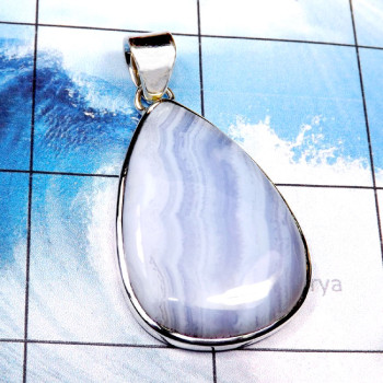Blue lace Agate G - BLC990-Beautiful Cut n Cab Blue Lace Agate 925 Silver Manufactur