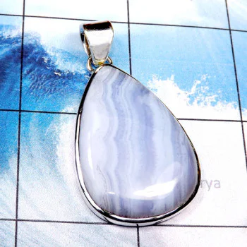 Blue lace Agate G - BLC990-Beautiful Cut n Cab Blue Lace Agate 925 Silver Manufactur