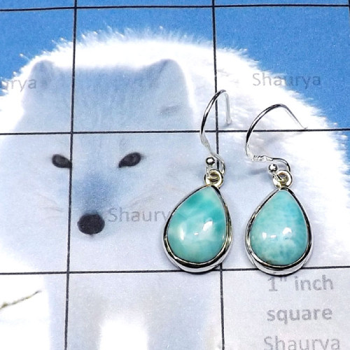 Larimar A - LDS988-Larimar Earrings Cab with 925 Sterling Silver Wholesale Plain Earr Larimar A - LDS988-Larimar Earrings Cab with 925 Sterling Silver Wholesale Plain Earr